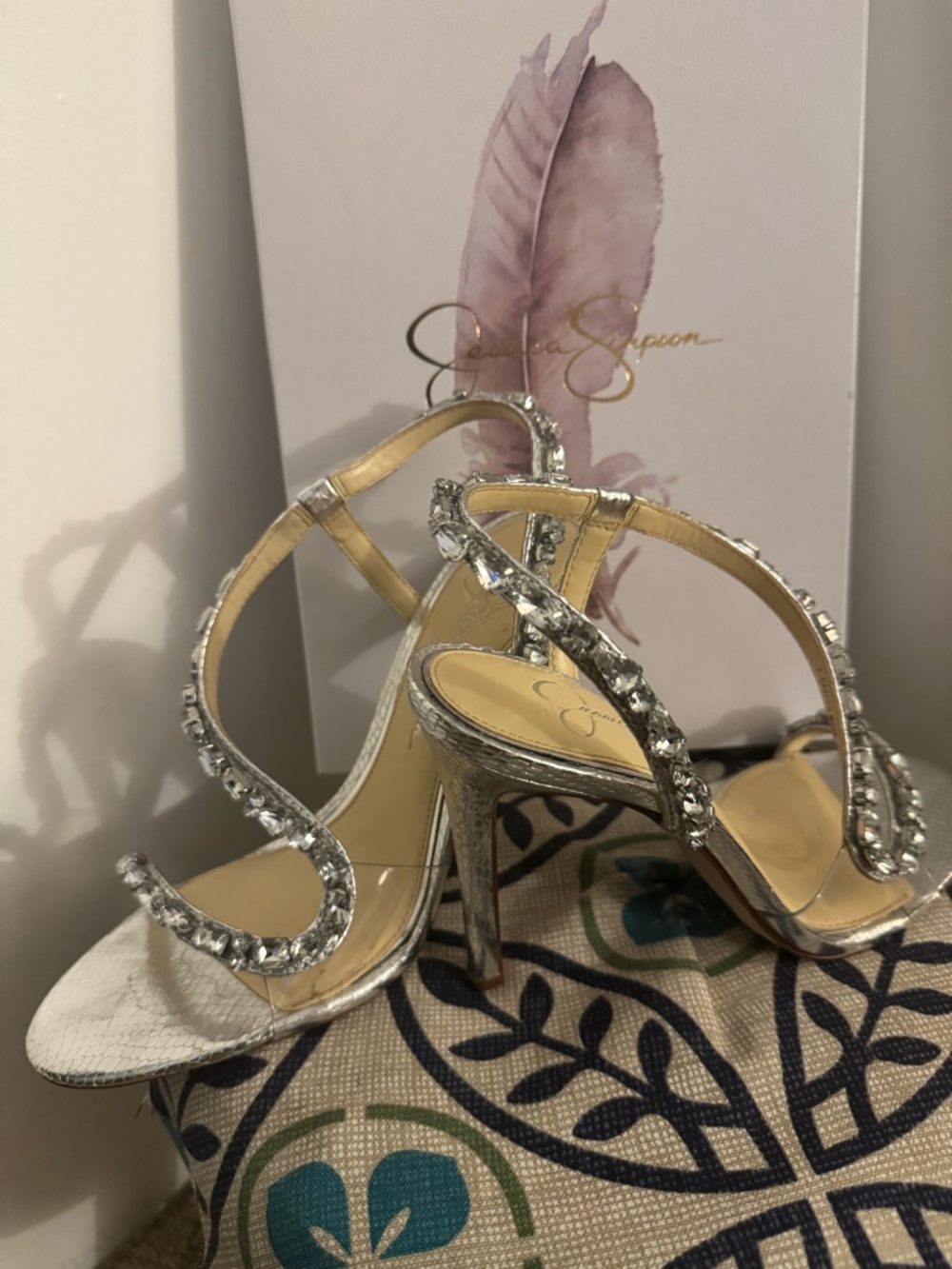 Jessica Simpson- Rhinestone Silver Heels size 7.5 - Picture 4 of 5